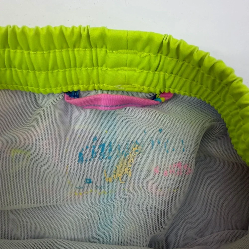 Chubbies Swim Trunks Boys Size 5/6 Blue Pink Ombre Neon Dinosaur Print Shorts